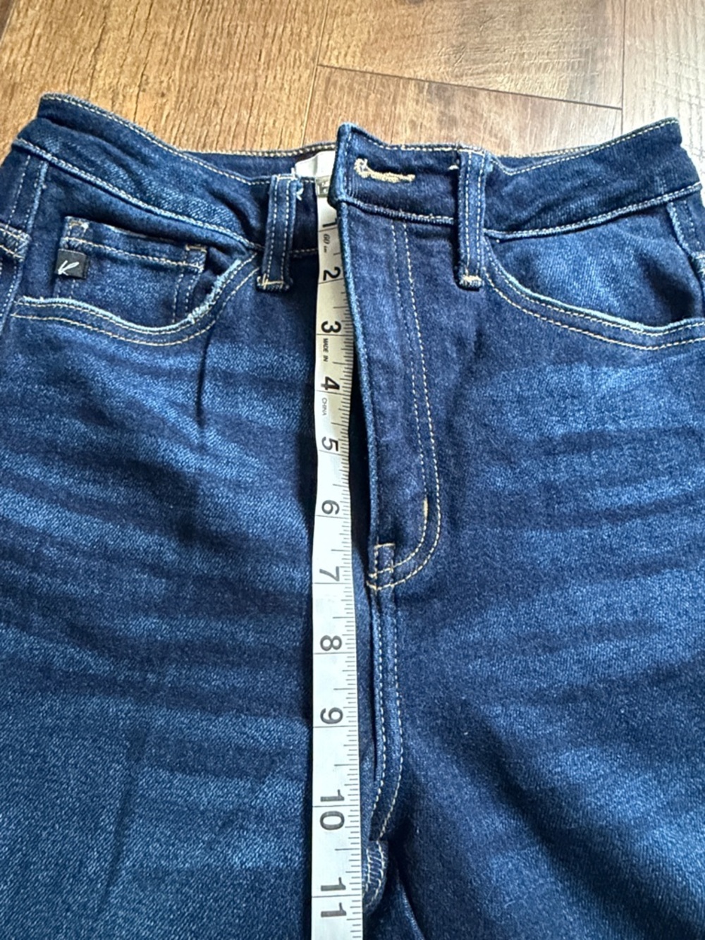 KanCan Dark Indigo Cropped Frayed-Hem Jeans - Picture 5 of 10